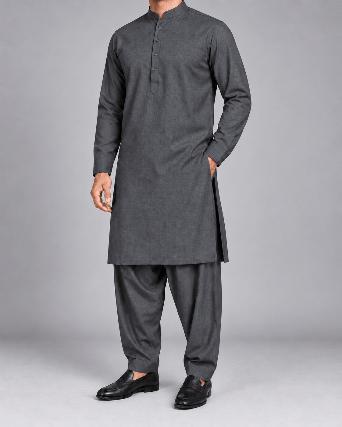 Charcoal Grey - 7 Star Italian Wool - Wazir Suiting