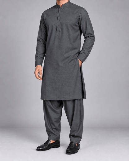 Charcoal Grey - 7 Star Italian Wool - Wazir Suiting