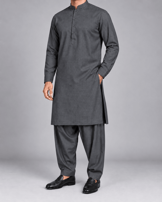 Charcoal Grey - 7 Star Italian Wool - Wazir Suiting