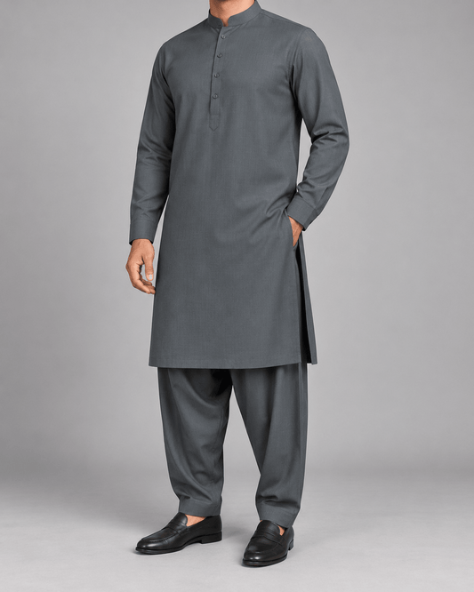 Charcoal Grey- Nobility - Wazir Suiting