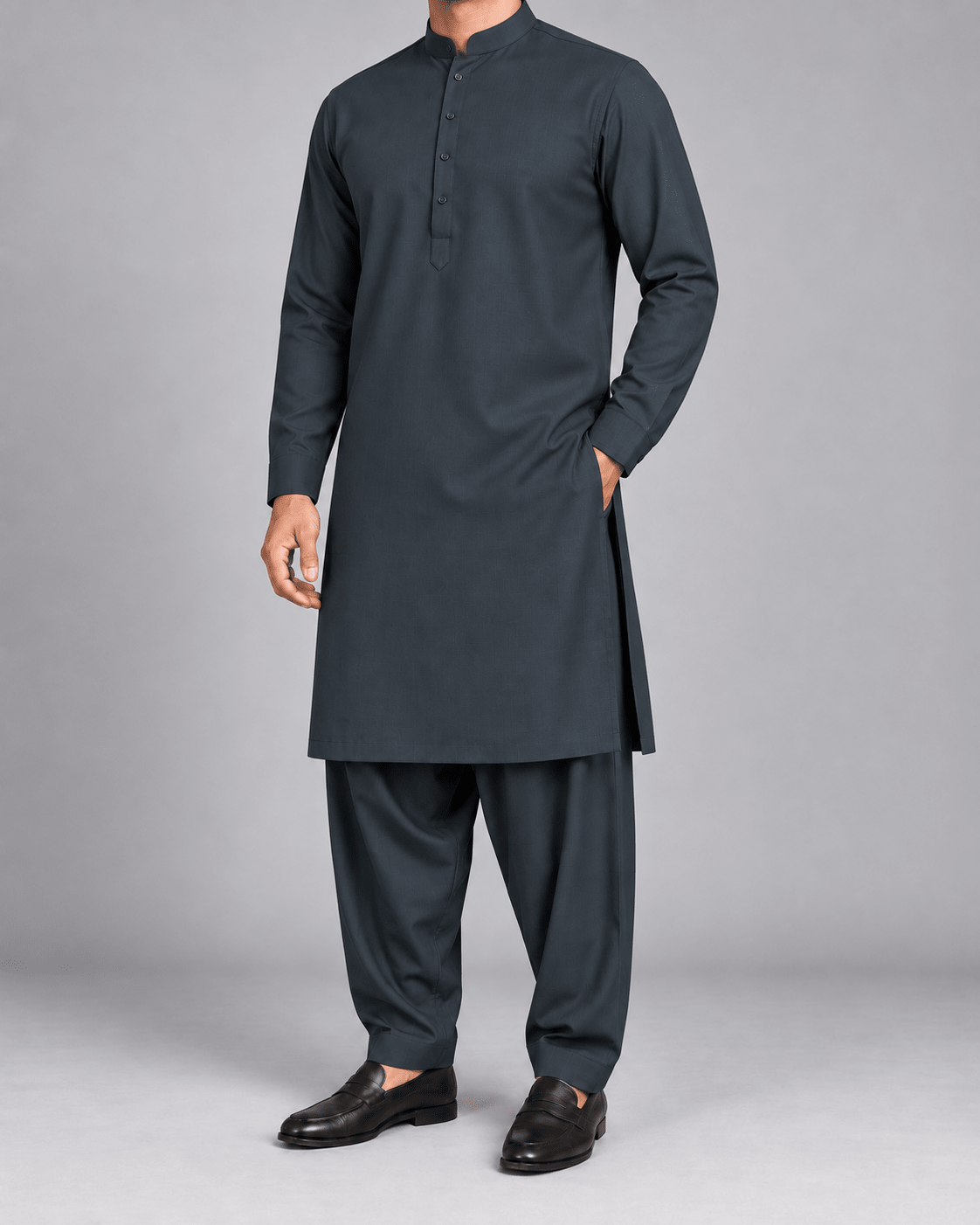 Dark Teal - Thailand Wash N Wear - Wazir Suiting