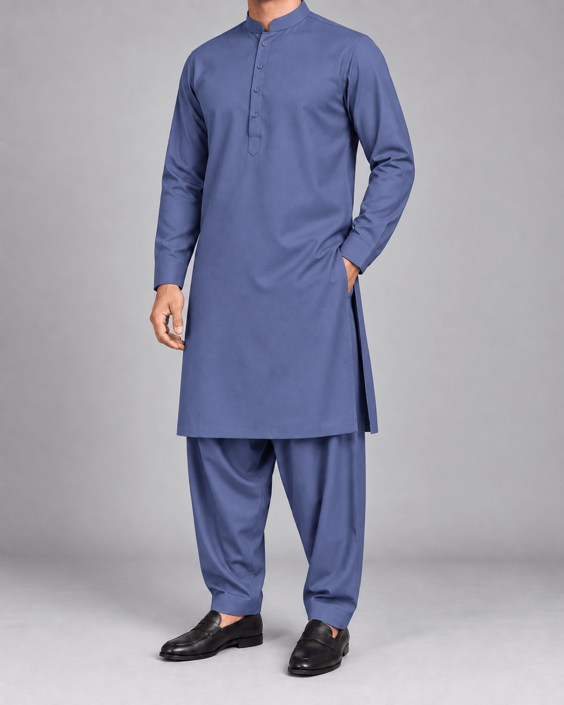 Denim Blue - Thailand Wash N Wear - Wazir Suiting