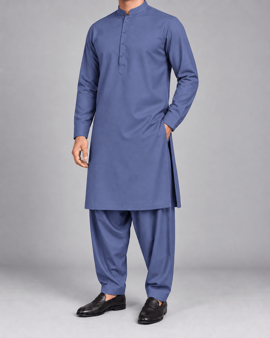 Denim Blue - Thailand Wash N Wear - Wazir Suiting