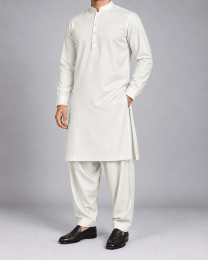 Ivory White - 7 Star Italian Wool - Wazir Suiting