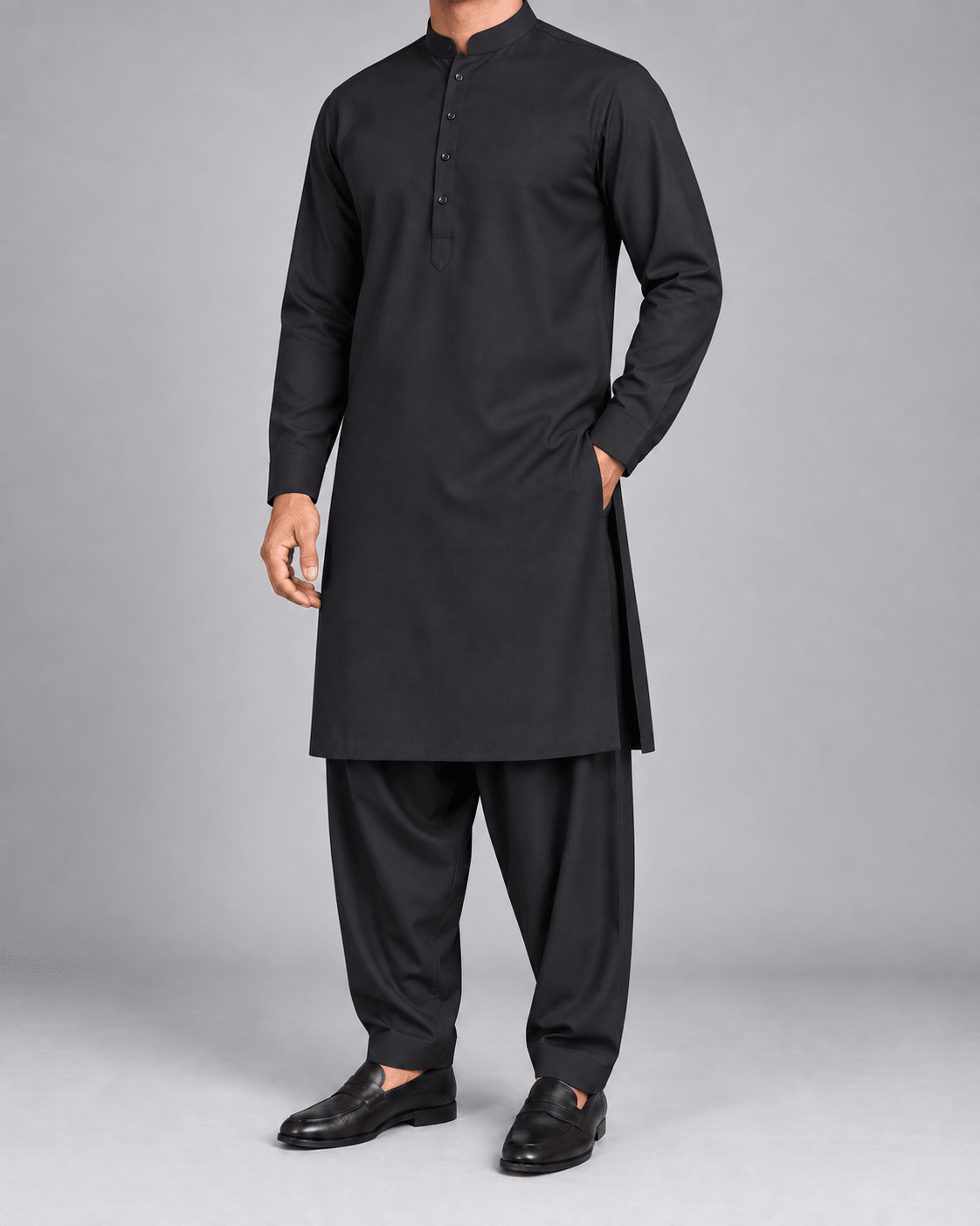 Jet Black - Thailand Wash N Wear - Wazir Suiting