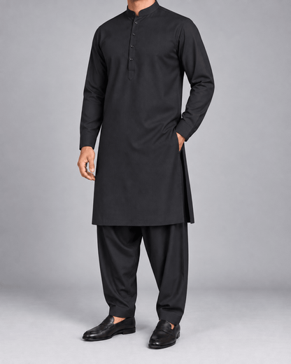 Jet Black - Thailand Wash N Wear - Wazir Suiting