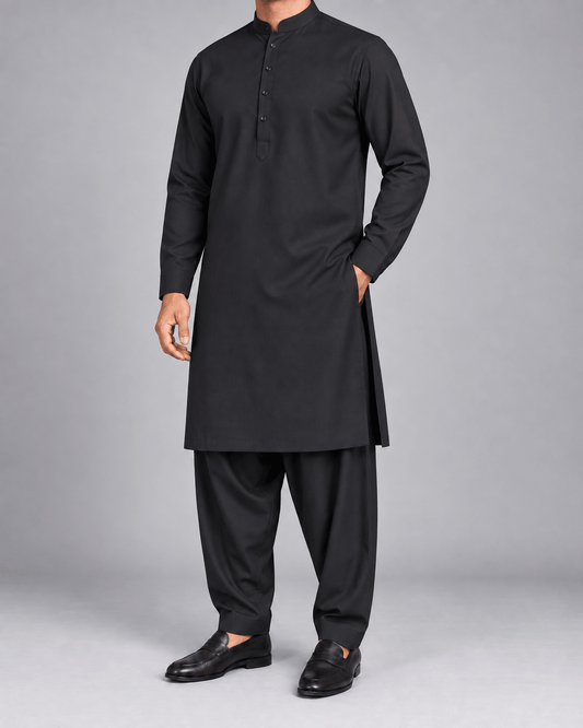Jet Black - Thailand Wash N Wear - Wazir Suiting