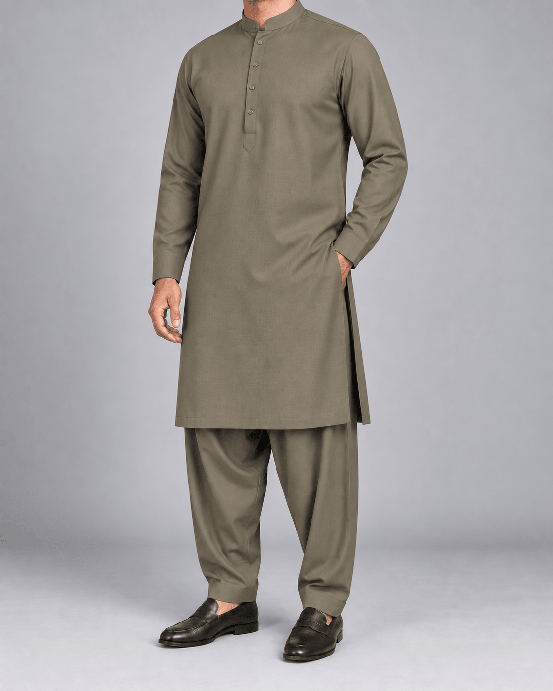 Khaki - Thailand Wash N Wear - Wazir Suiting