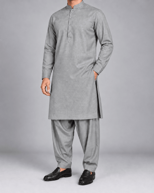 Light Grey - 7 Star Italian Wool - Wazir Suiting