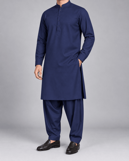 Midnight Navy Blue - Thailand Wash N Wear - Wazir Suiting