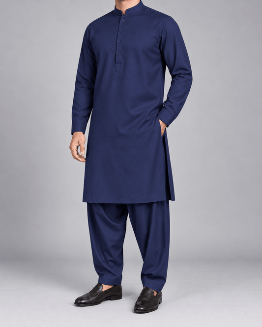 Midnight Navy Blue - Thailand Wash N Wear - Wazir Suiting