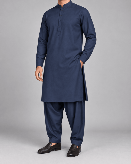 Navy Blue - Australian Wool - Wazir Suiting