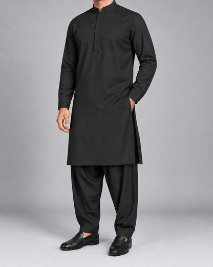Premium Black - 7 Star Italian Wool - Wazir Suiting