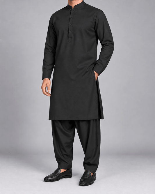 Premium Black - 7 Star Italian Wool - Wazir Suiting