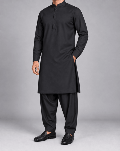 Premium Black - Italian Wool - Wazir Suiting