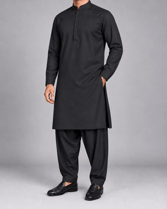 Premium Black - Italian Wool - Wazir Suiting