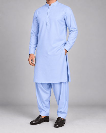 Sky Blue - Thailand Wash N Wear - Wazir Suiting