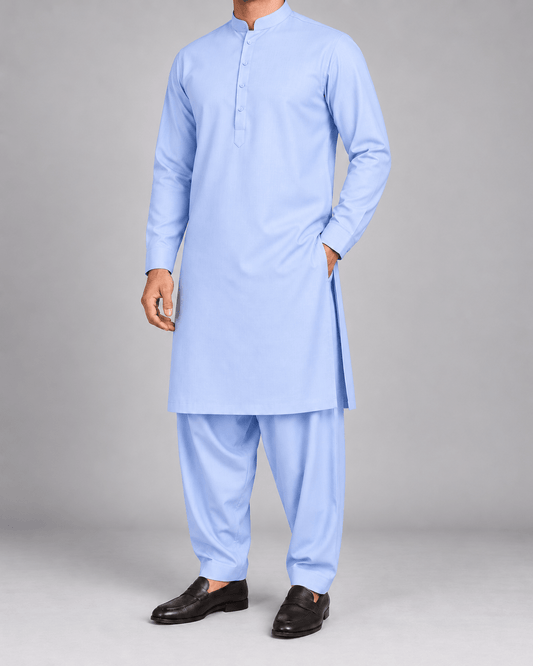 Sky Blue - Thailand Wash N Wear - Wazir Suiting