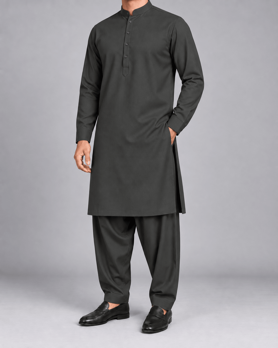 Smoked Olive - Thailand Wash N Wear - Wazir Suiting