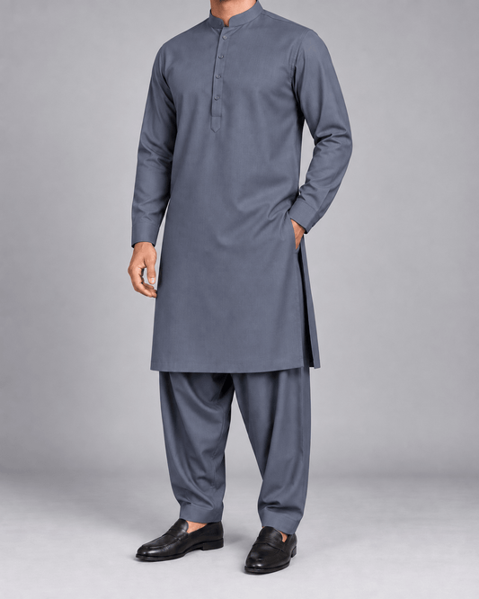 Steel Grey - Thailand Wash N Wear - Wazir Suiting