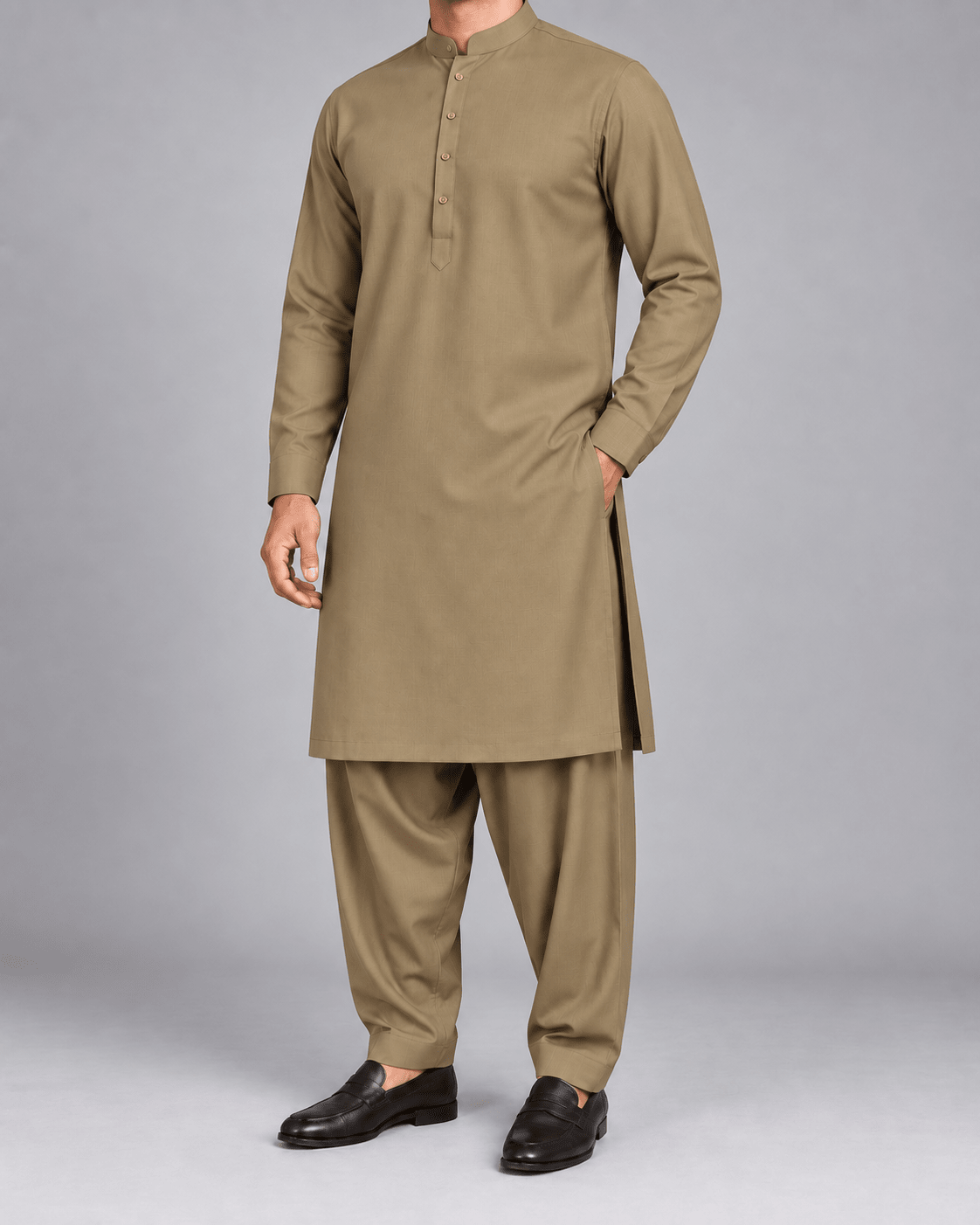 Warm Khaki - Thailand Wash N Wear - Wazir Suiting